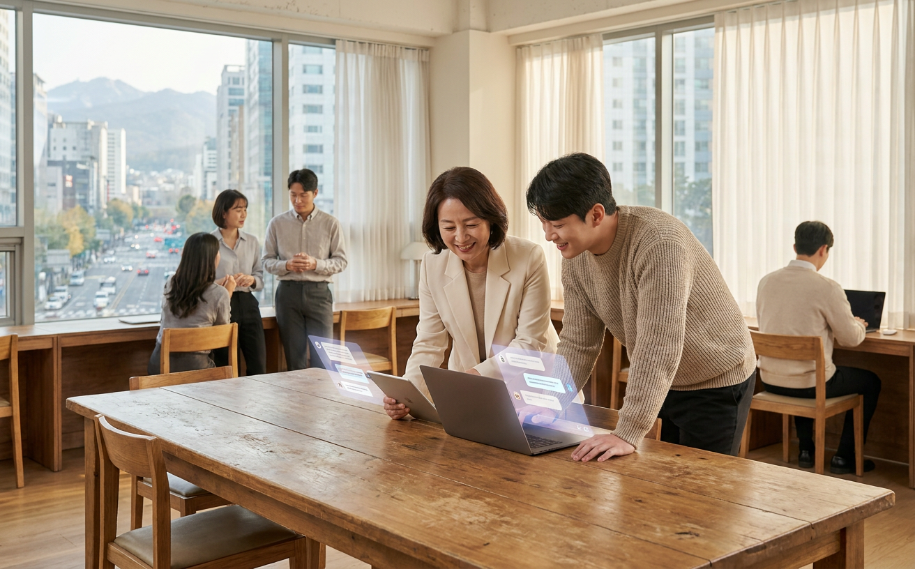 A team working together at a table