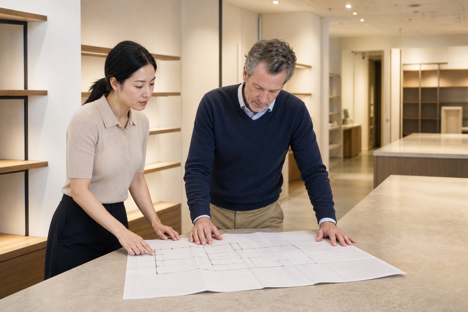 A professional-services team reviewing documents together